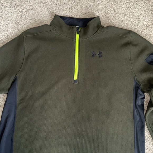 EUC Mens Under Armour UA Olive TundraBloc ¼ Zip SCATTER Pullover Jacket Size XXL - Picture 2 of 8